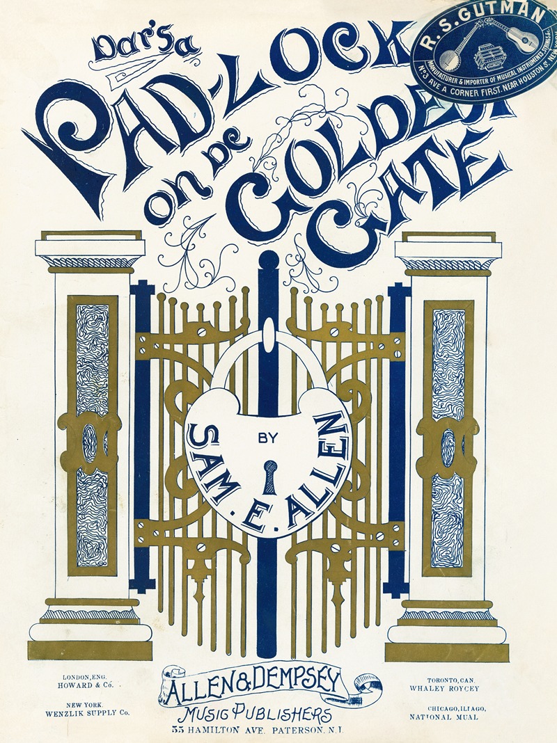 Dar's a Padlock on de Golden Gate by Anonymous, 1897 — digital art print download
