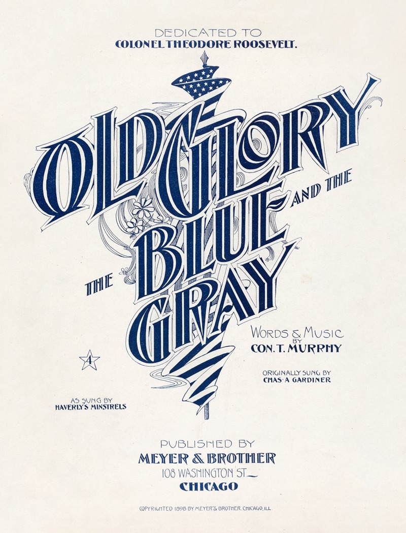 Old Glory, the Blue, and the Gray by Аноним, 1898 — digital art print download