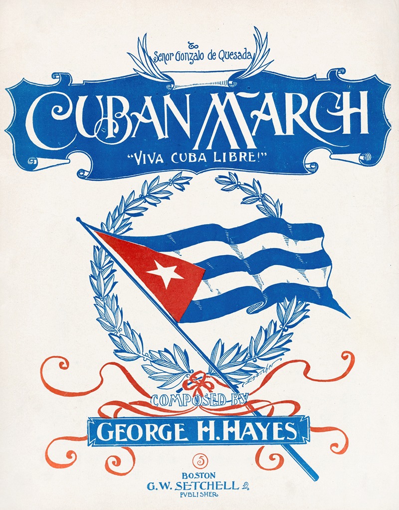 Cuban march 'Viva Cuba libre!' by E.S. Fisher, 1896 — digital art print download