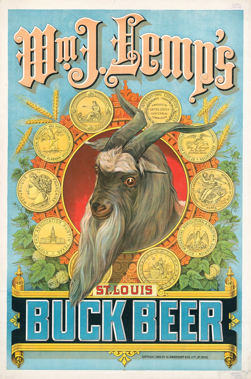 Wm. J. Lemp's Buck Beer by A. Lambrecht & Co., 1886 — digital art print download
