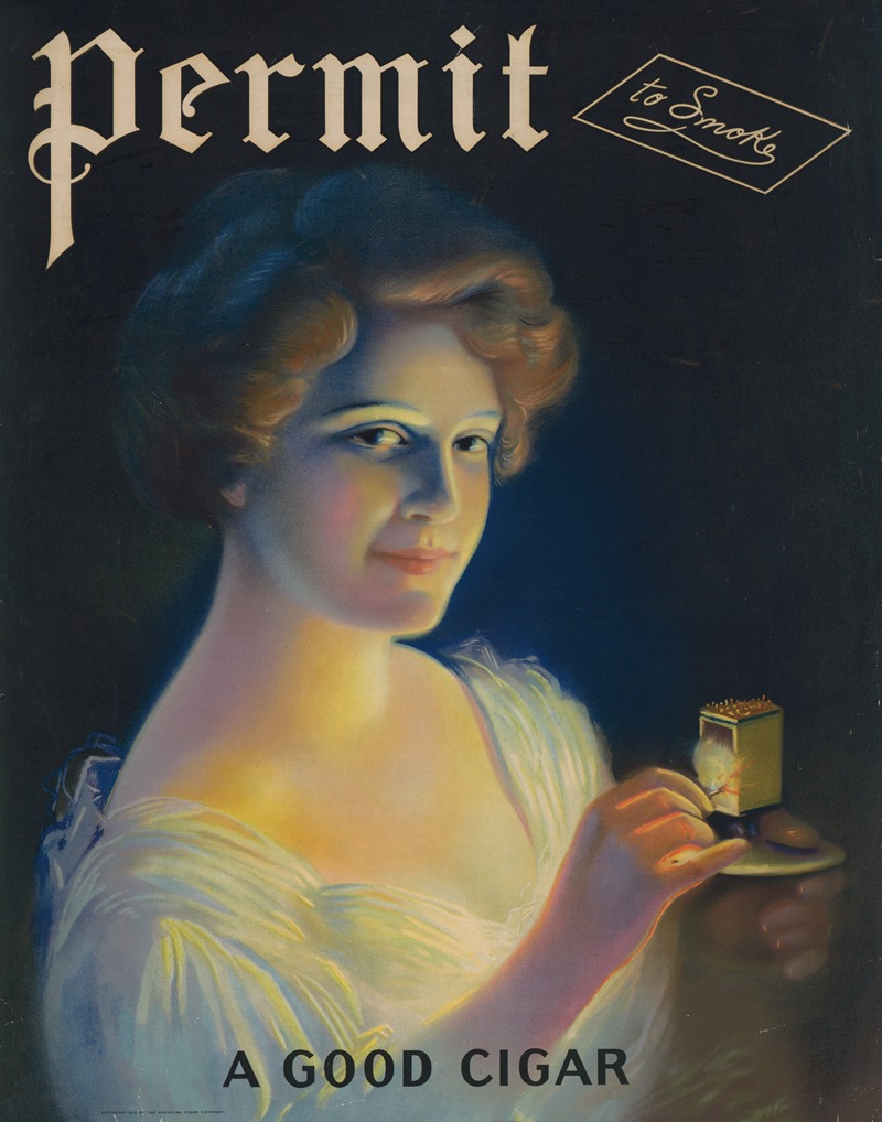 Permit to smoke, a good cigar by Аноним, 1910 — digital art print download