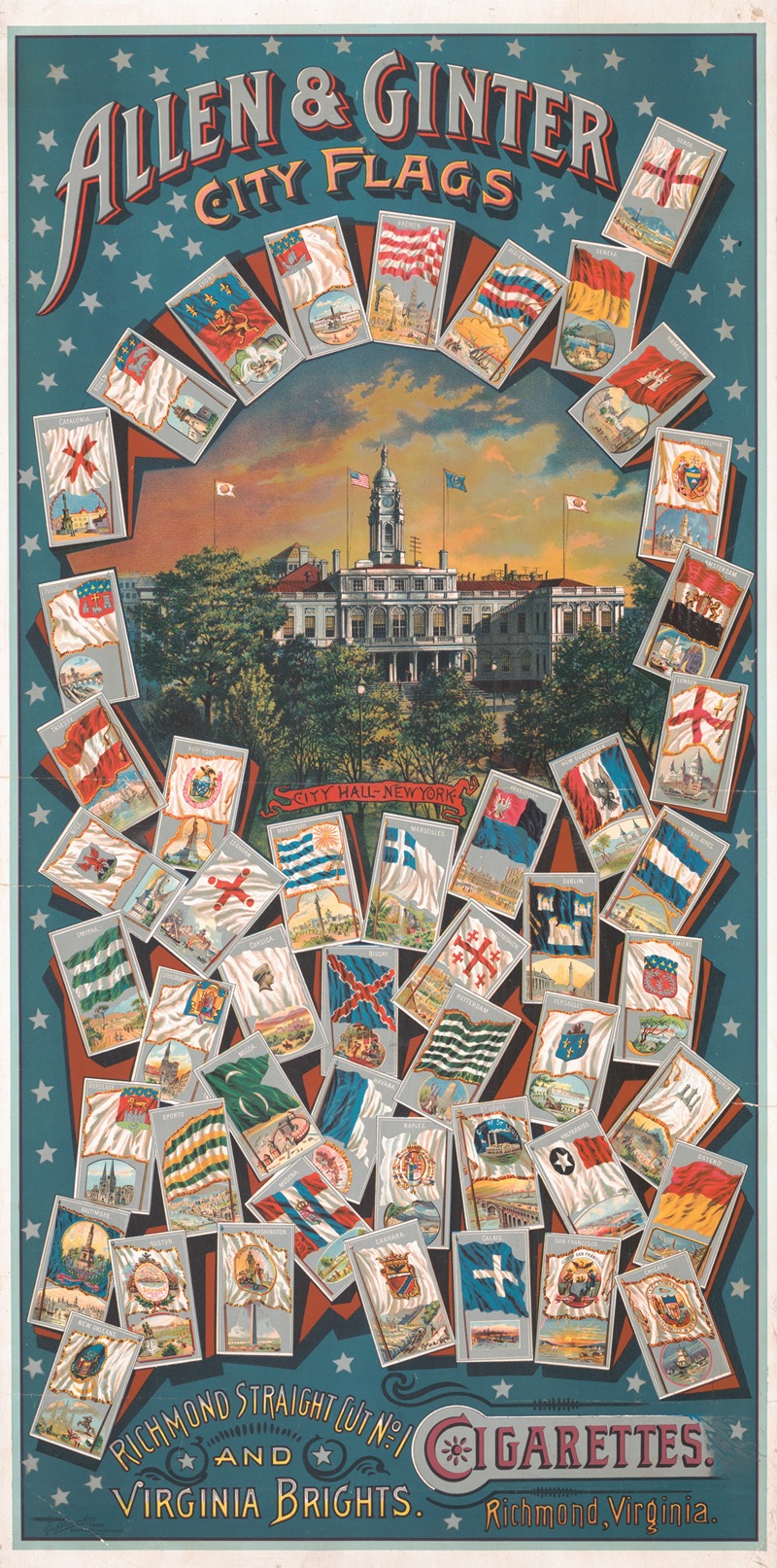 Allen and Ginter, city flags by Geo. S. Harris & Sons, 1888 — digital art print download