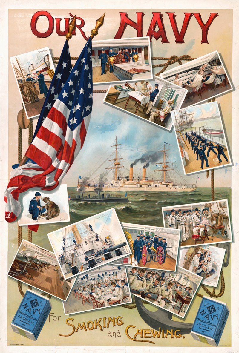 Our navy, for smoking and chewing by Giles Litho., 1890 — digital art print download