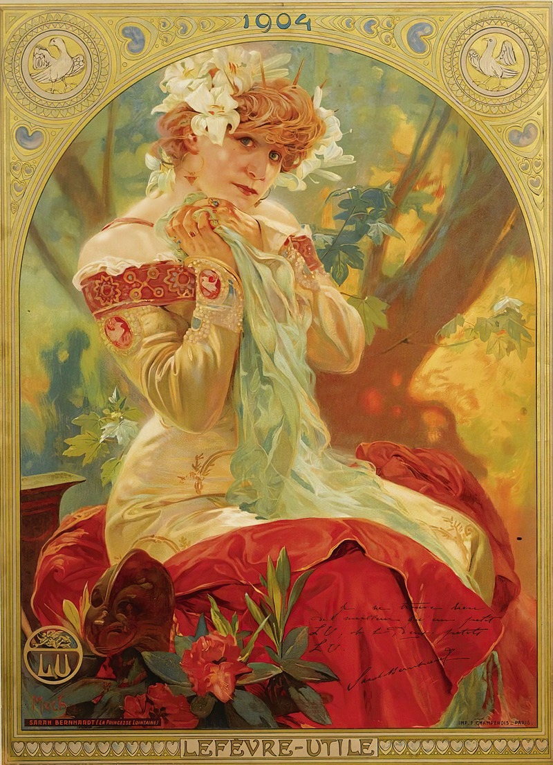 Lefevre-Utile Sarah Bernhardt by Альфонс Муха, 1903 — digital art print download