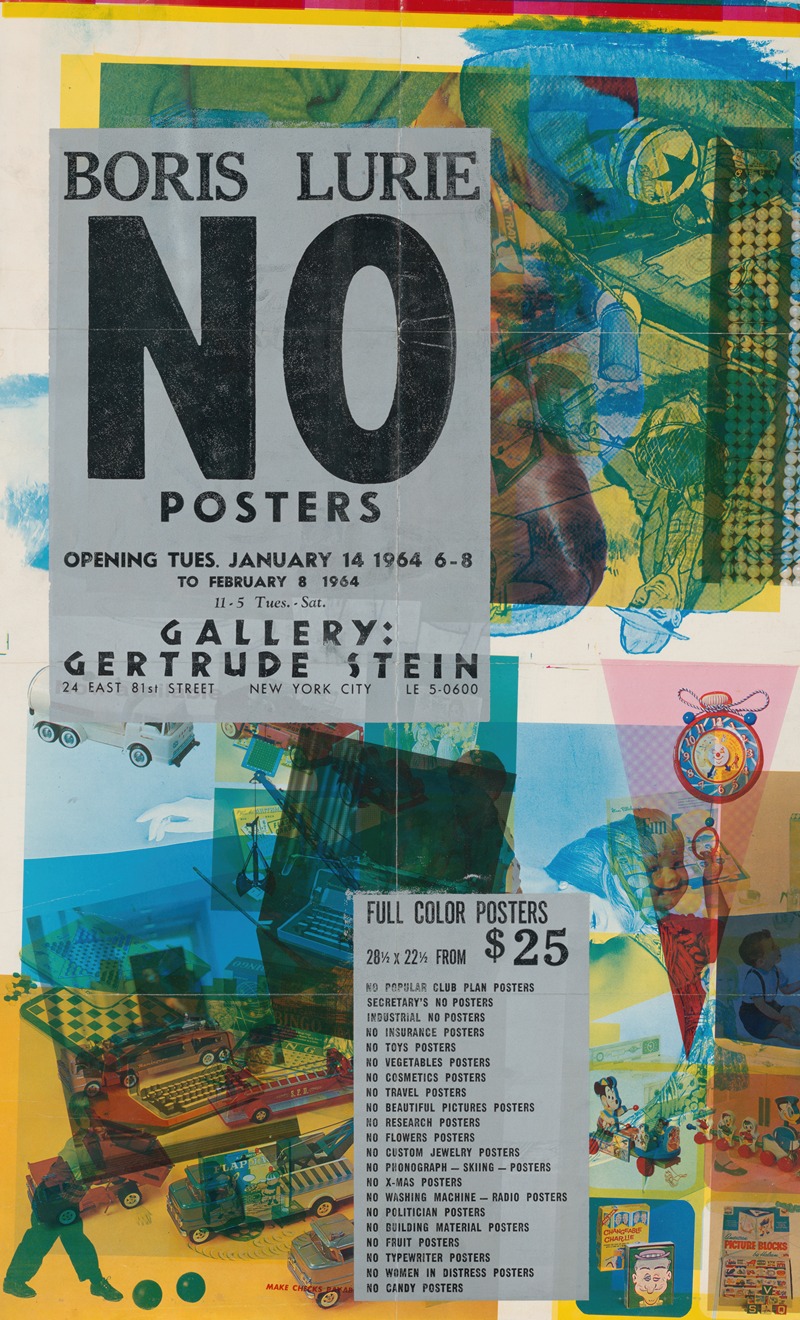 No posters. Gertrude Stein Gallery by Boris Lurie, 1964 — digital art print download