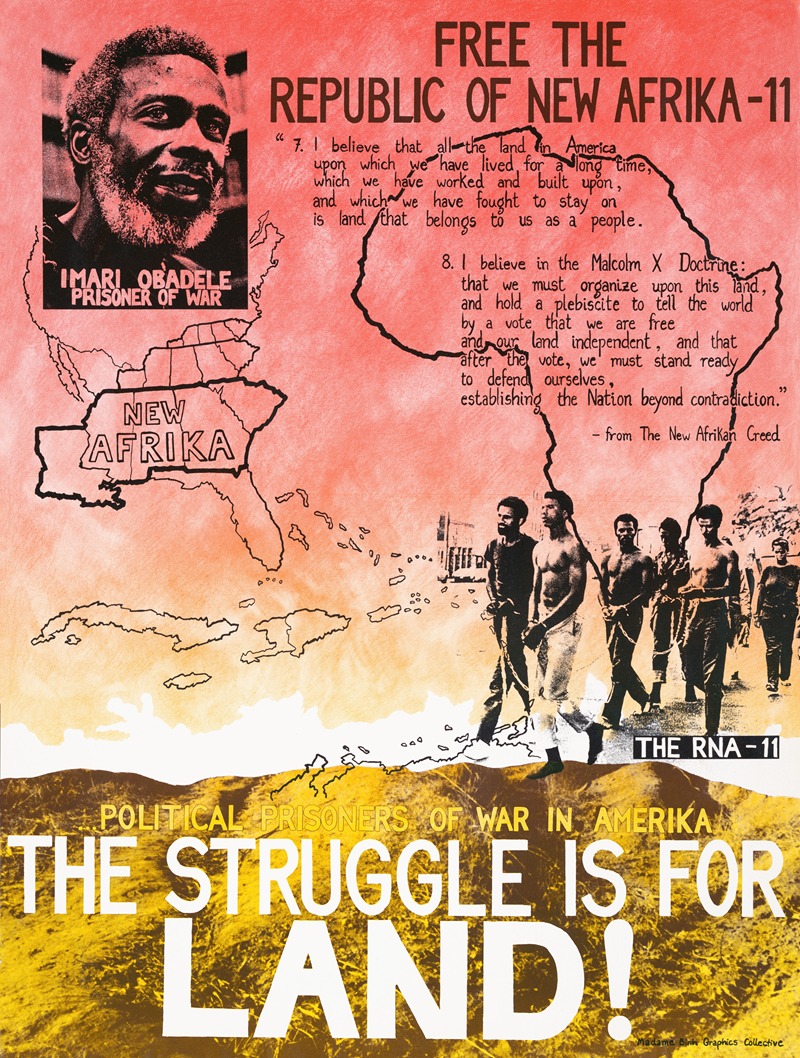 The struggle is for land! by Madame Binh Graphics Collective, 1970 — digital art print download