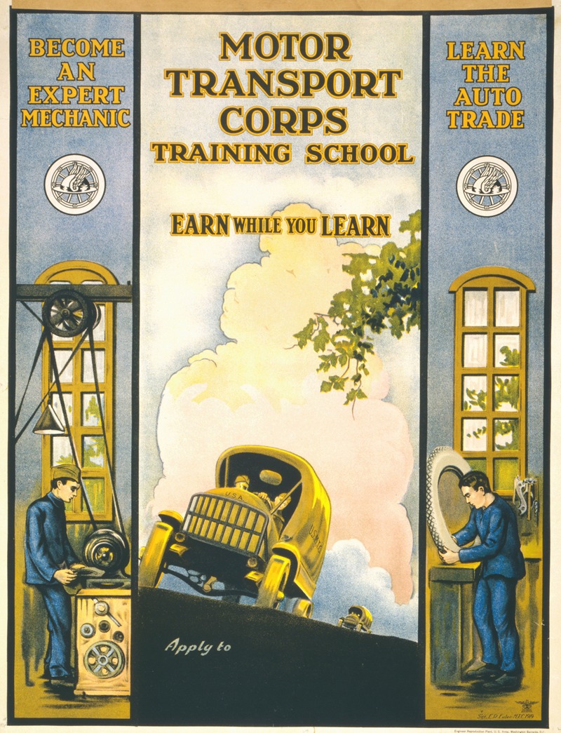 Motor Transport Corps training school Earn while you learn by Аноним, 1919 — digital art print download