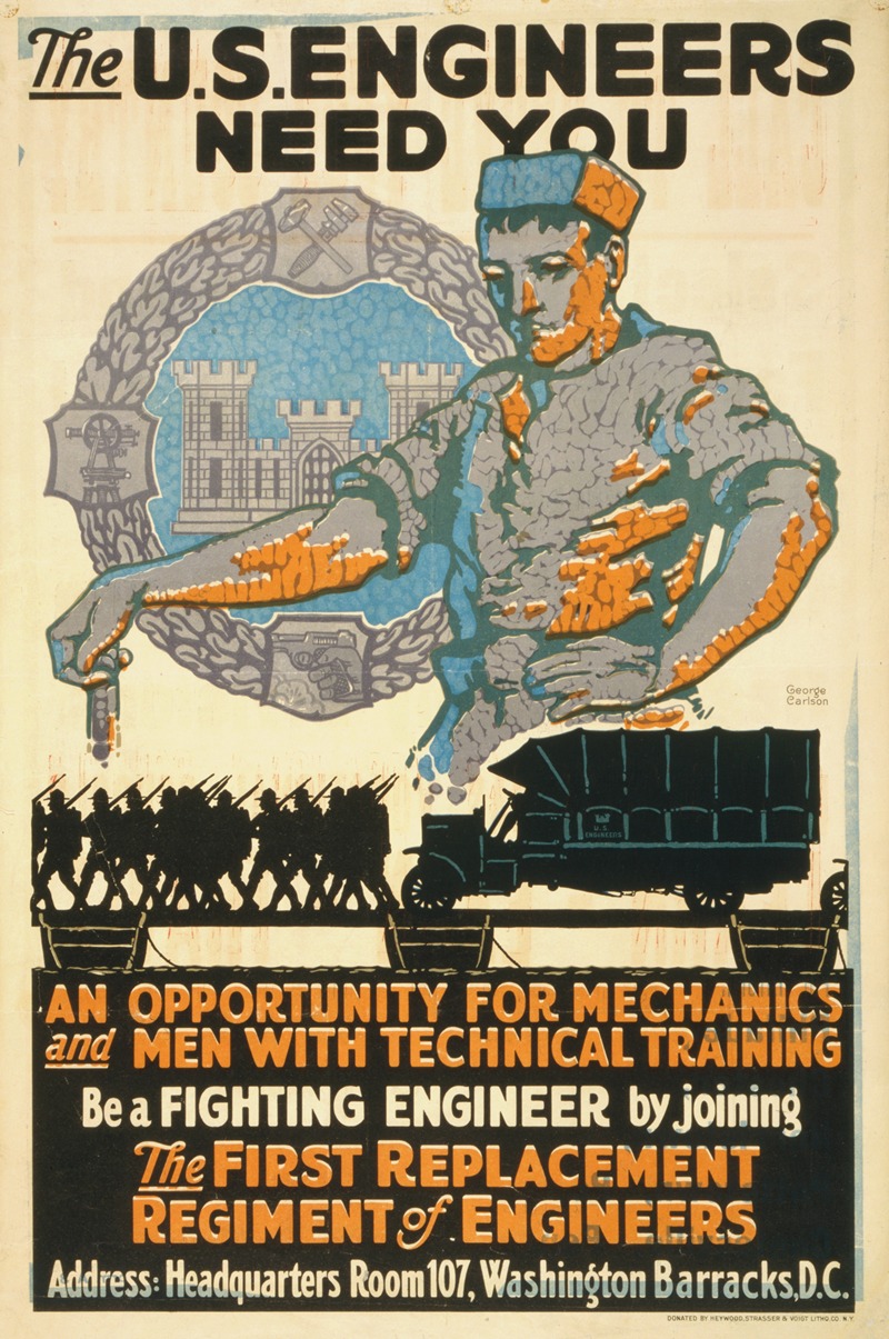 The U.S. Engineers need you by George Carlson, 1917 — digital art print download