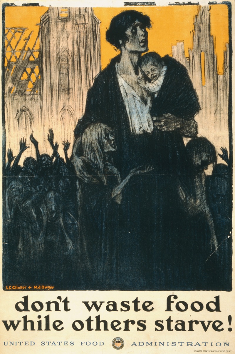 Don't waste food while others starve! by L.C. Clinker, 1917 — digital art print download