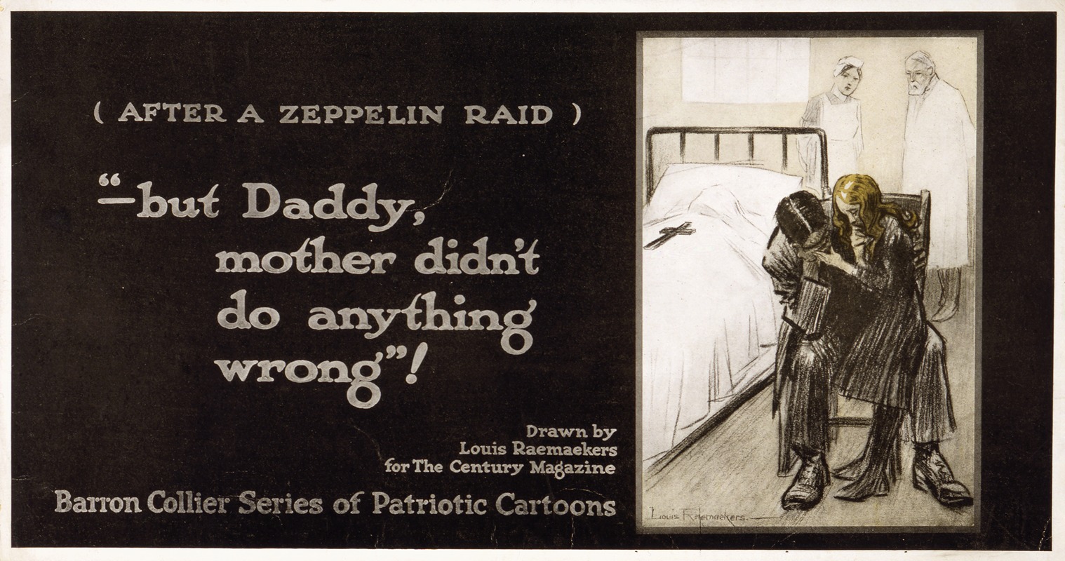 After a zeppelin raid — 'but Daddy, mother didn't do anything wrong!' by Луи Раемекерс, 1916 — digital art print download