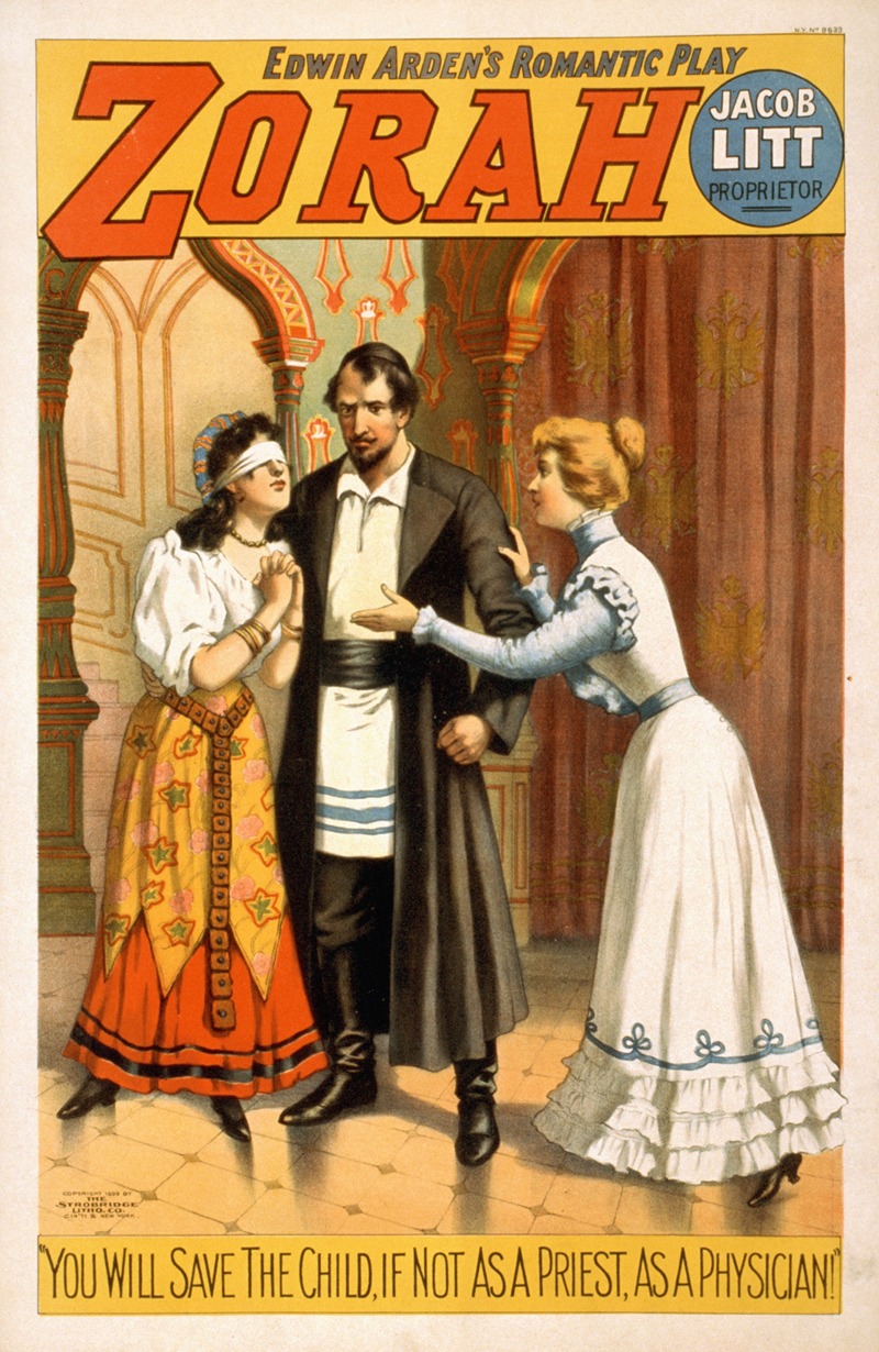 Edwin Arden's romantic play, Zorah by Стробридж и Ко. Лит., 1899 — digital art print download