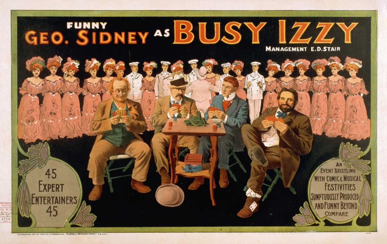 Funny Geo. Sidney as Busy Izzy by U.S. Lithograph Co., 1902 — digital art print download