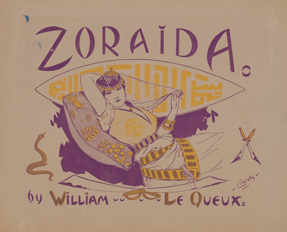 Zoraida by William Le Queux by A.W.B. Lincoln, 1895 — digital art print download