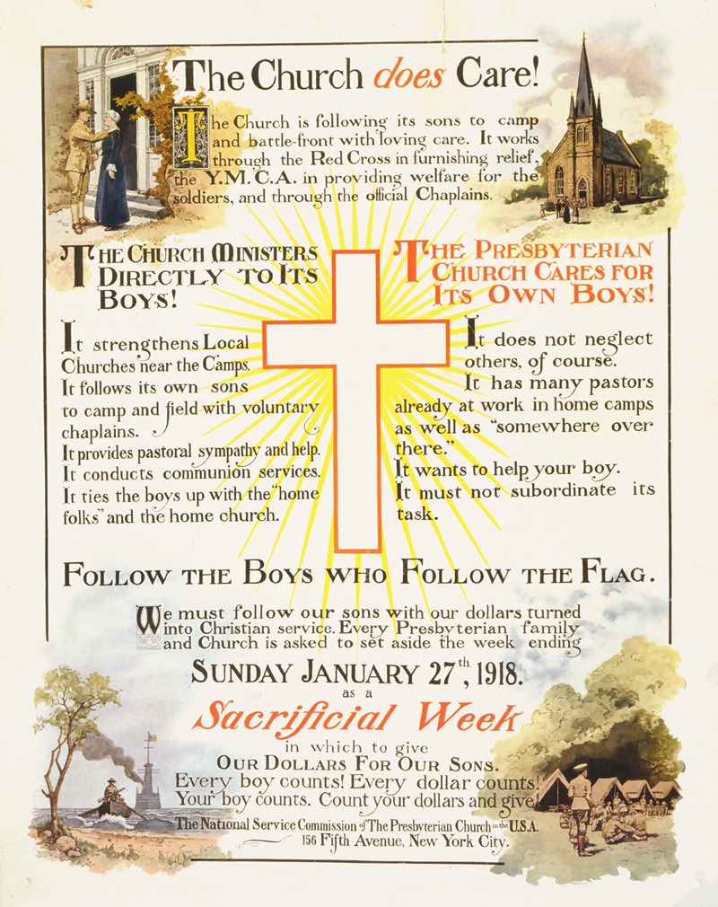 The Church does care! by Аноним, 1918 — digital art print download