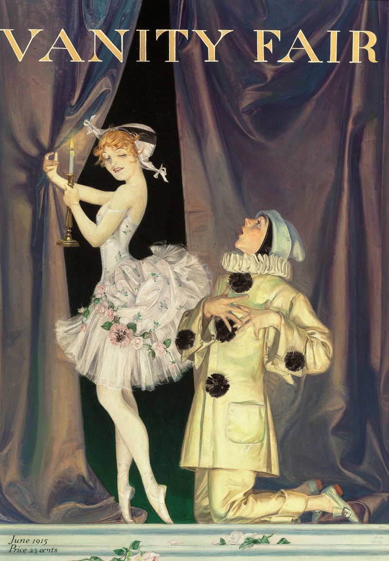Pierrot and Columbine by Фрэнк Ксавье Лейендеcker, 1915 — digital art print download