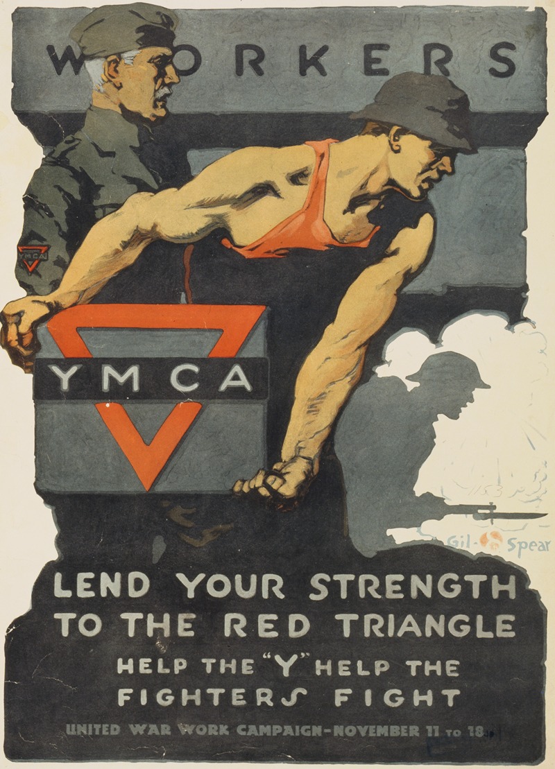 Workers, lend your strength to the red triangle by Gil Spear, 1918 — digital art print download