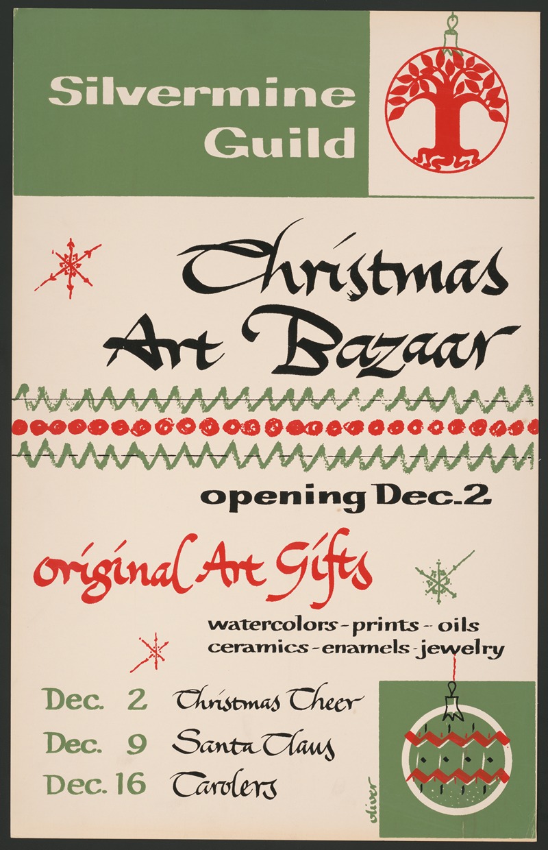 Christmas art bazaar by H. Edward Oliver, 1964 — digital art print download