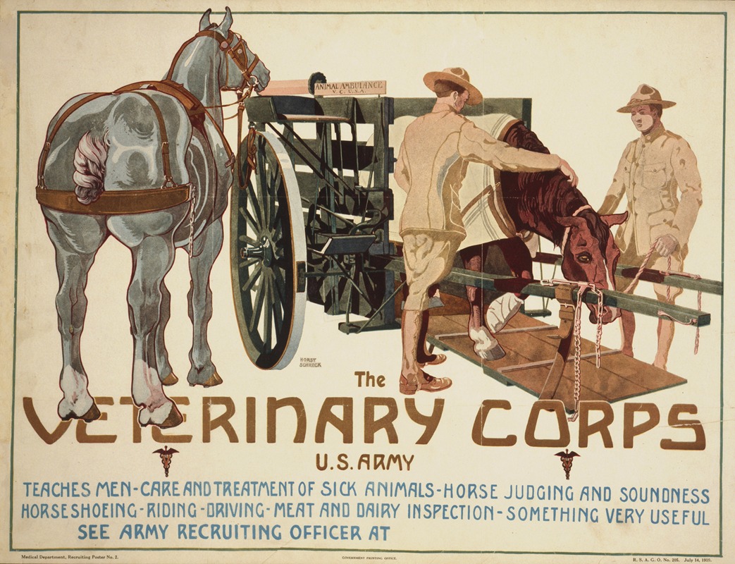 The Veterinary Corps by Horst Schreck, 1919 — digital art print download
