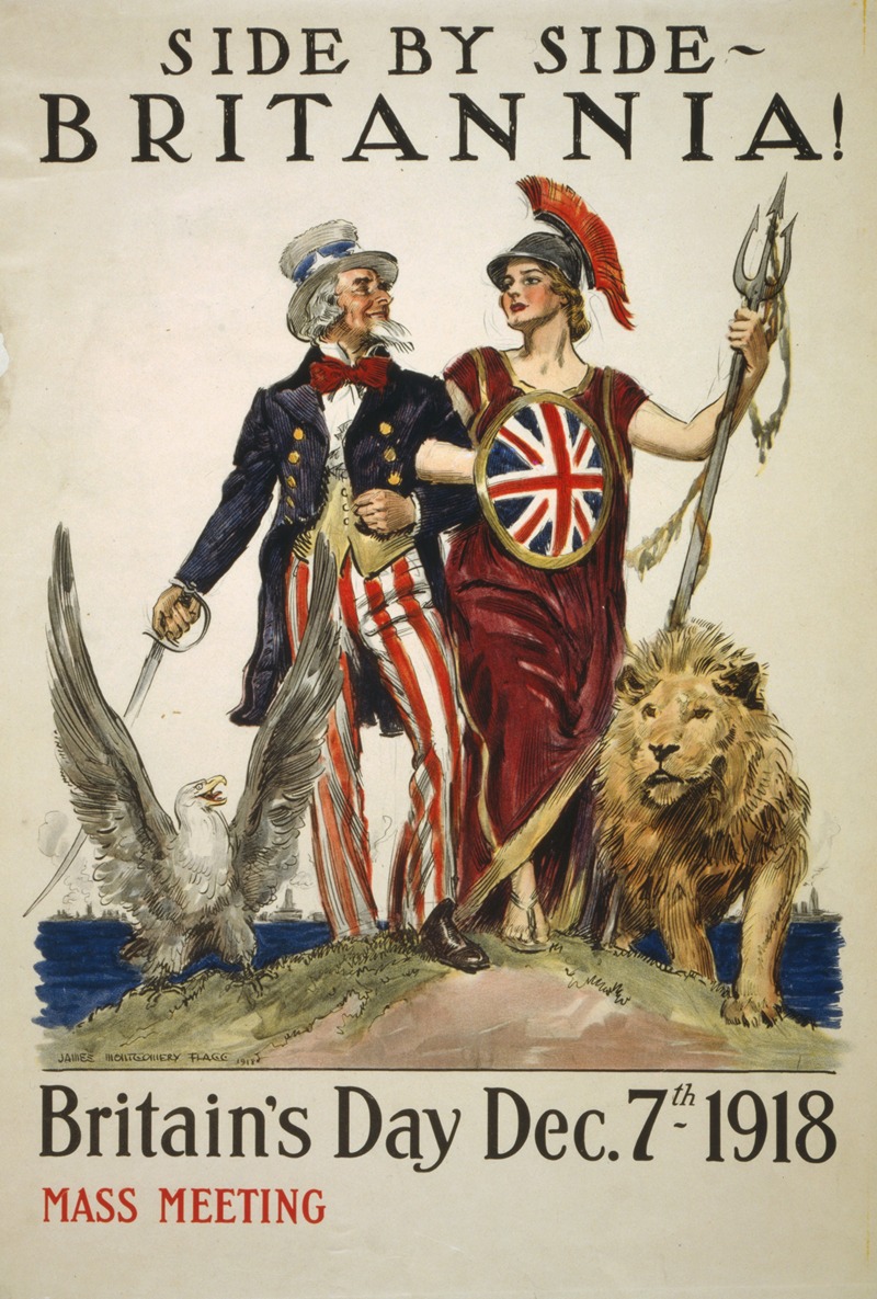 Side by side – Britannia! Britain's Day Dec. 7th by Джеймс Монтгомери Флагг, 1918 — digital art print download