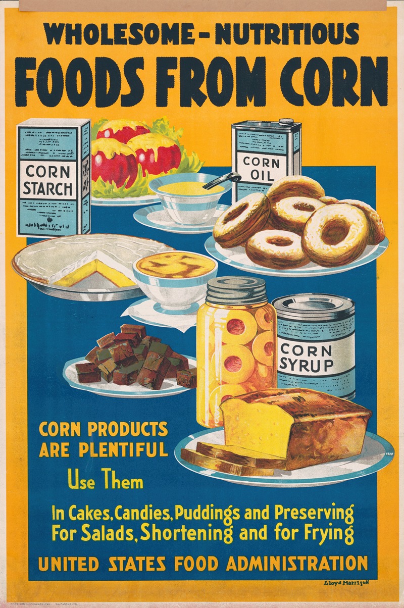 Wholesome – nutritious foods from corn by Lloyd Harrison, 1918 — digital art print download