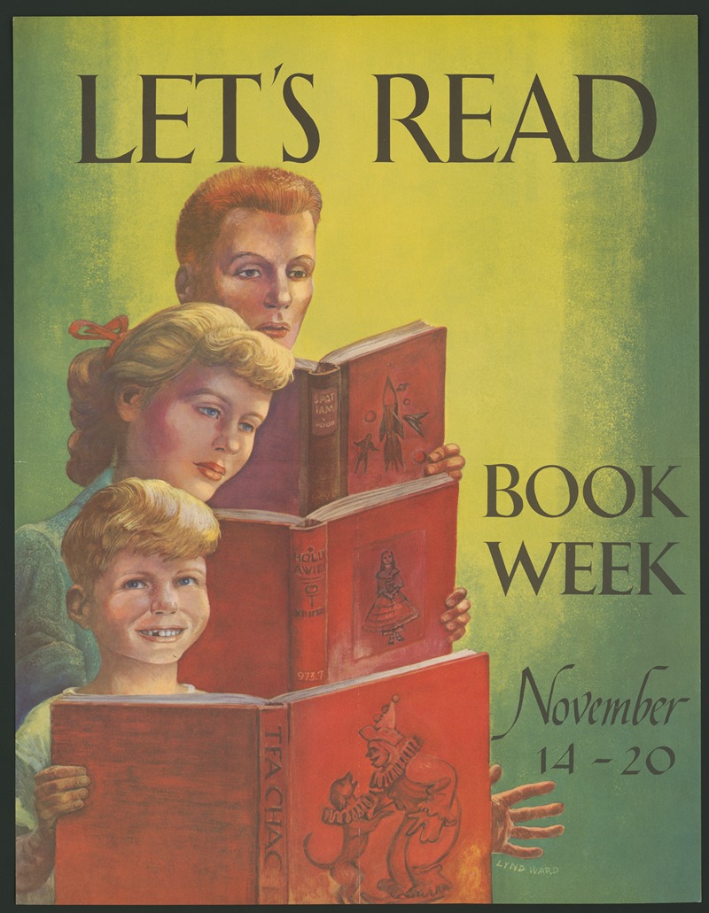 Let's read, book week, Nov. 14-20 by Линд Уорд, 1959 — digital art print download