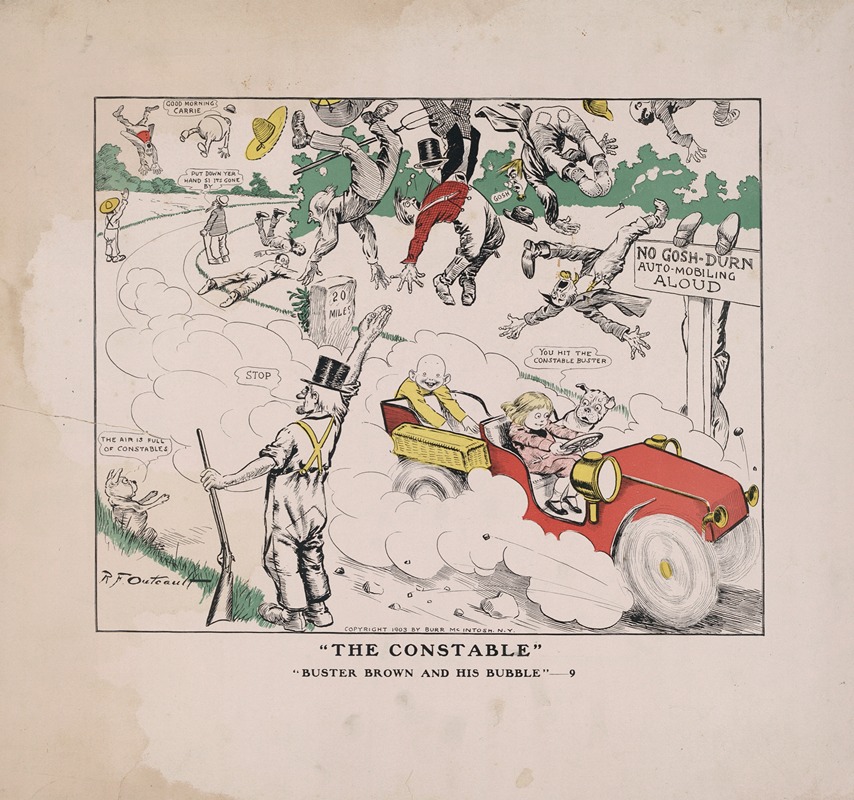 The constable – Buster Brown and his bubble by Richard Felton Outcault, 1903 — digital art print download
