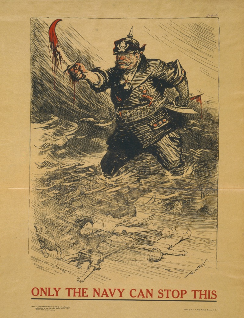 Only the Navy can stop this by Уильям Аллен Роджерс, 1917 — digital art print download