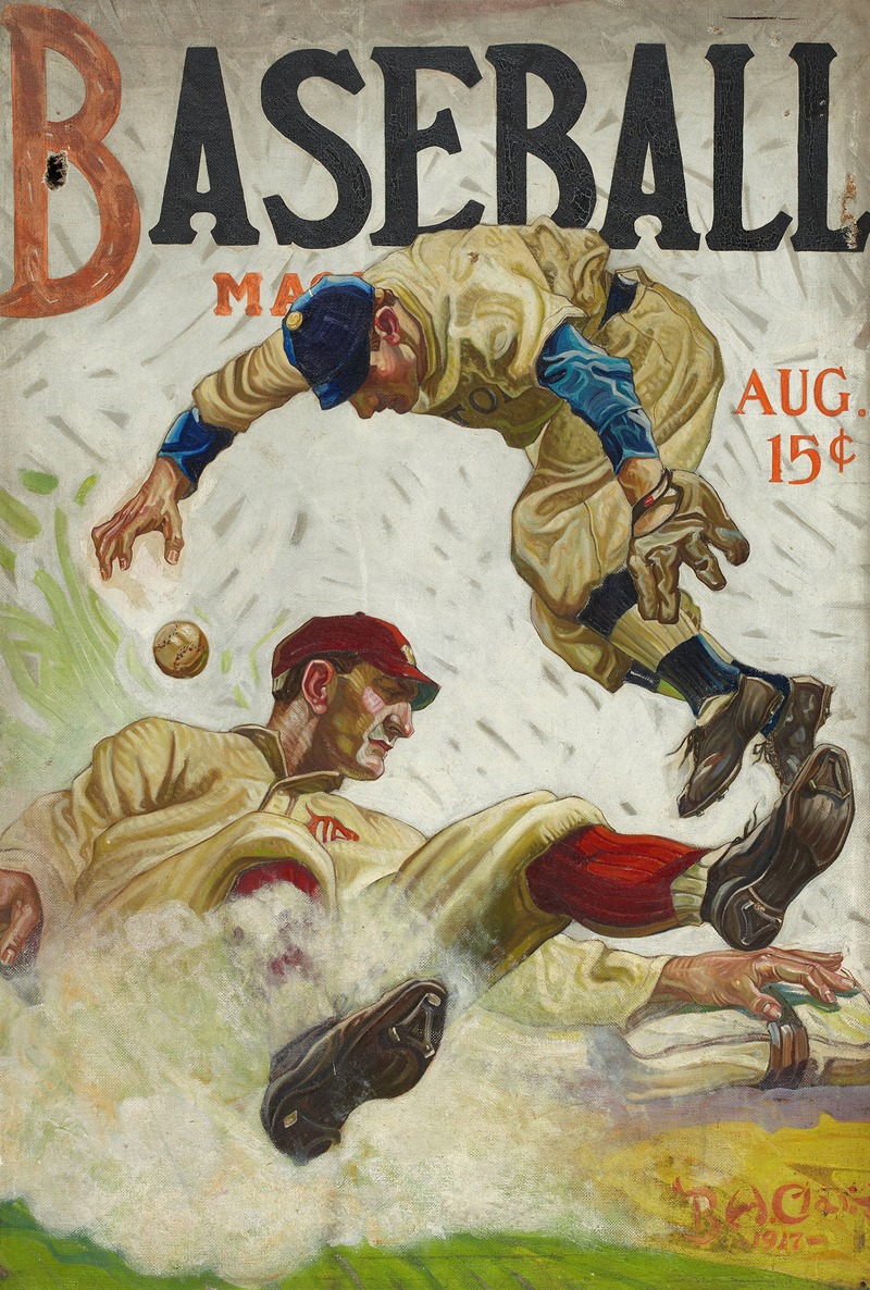 Baseball Magazine cover, August by Benton Henderson Clark, 1917 — digital art print download