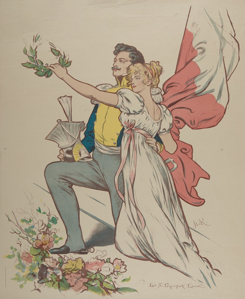 Ułan i dziewczyna by Аноним, 1907 — digital art print download