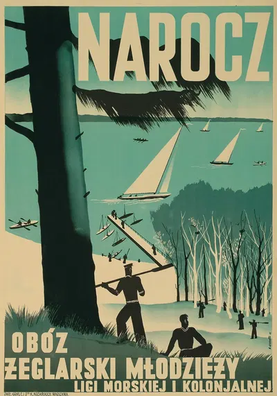 Narocz. Obóz żeglarski młodzieży Ligi Morskiej i Kolonialnej by Bolesław Surałło-Gajduczeni, 1935 — digital art print…