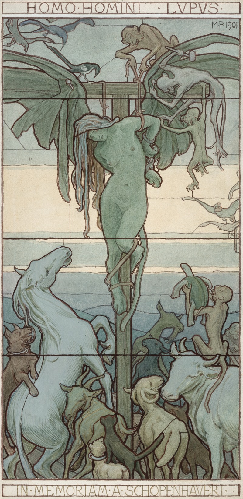 Homo homini lupus by Max Pirner, 1901 — digital art print download