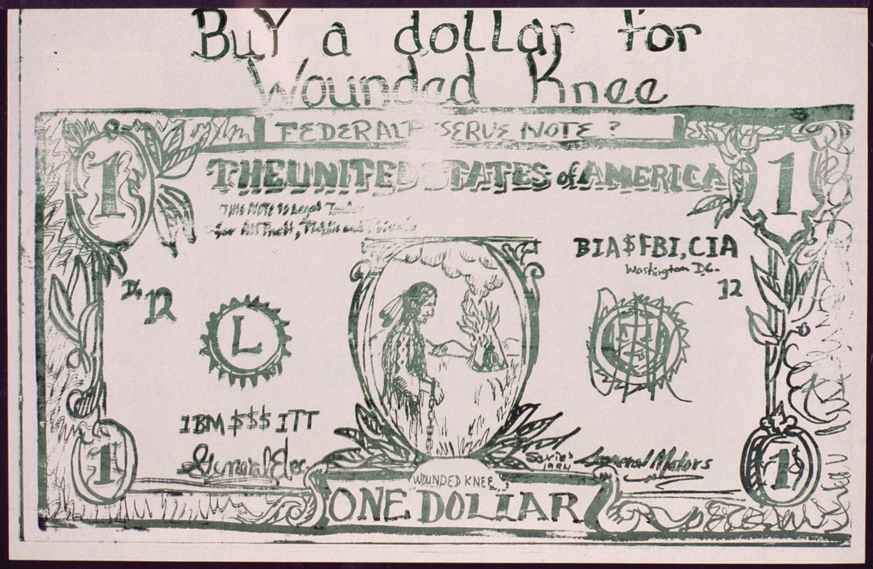 Buy a dollar for Wounded Knee by Аноним, 1973 — digital art print download