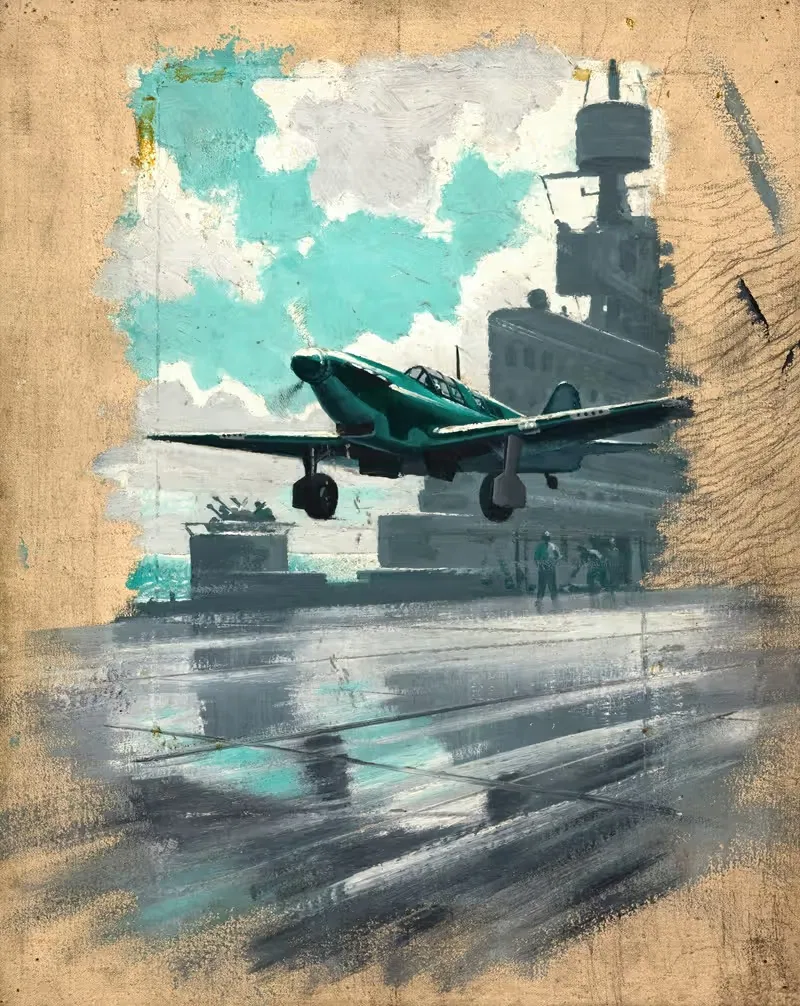 Aeroplane taking off from aircraft carrier — Anonymous