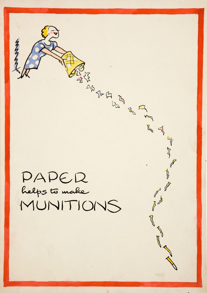 Paper helps to make munitions by Cyril Kenneth Bird (Fougasse) — digital art print download