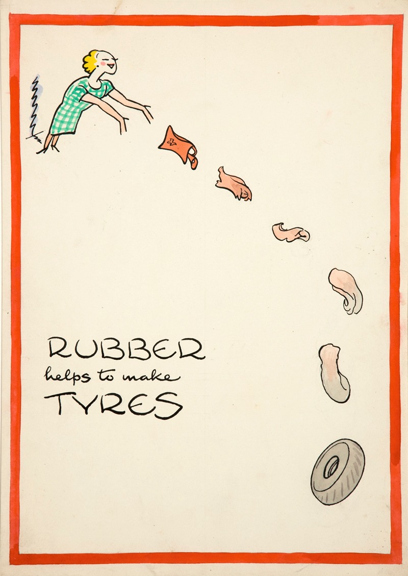 Rubber helps to make tyres by Cyril Kenneth Bird (Fougasse) — digital art print download
