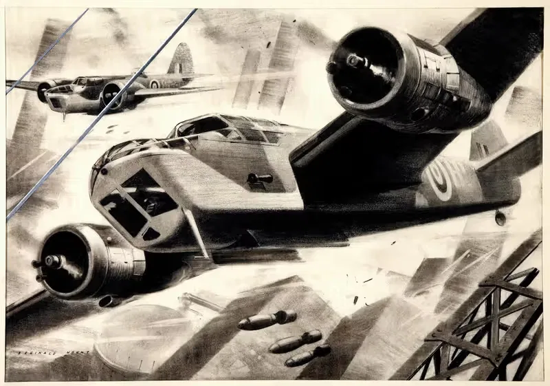 Wing Commander H I Edwards, RAF; aircraft in bombing raid — Reginald Mount