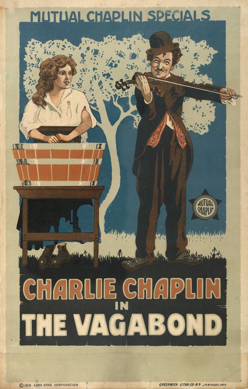 Charlie Chaplin in The Vagabond — Greenwich Litho. Co.