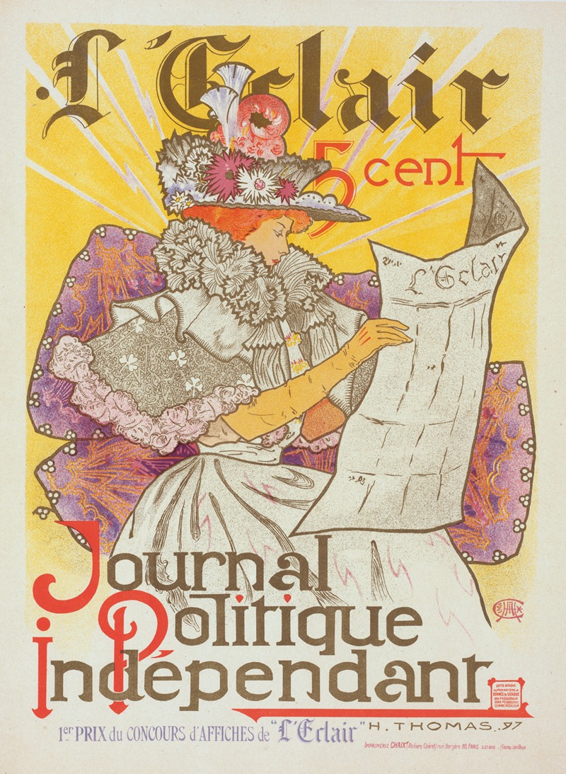 Affiche pour le journal 'l'Éclair' by Henry thomas, 1900 — digital art print download