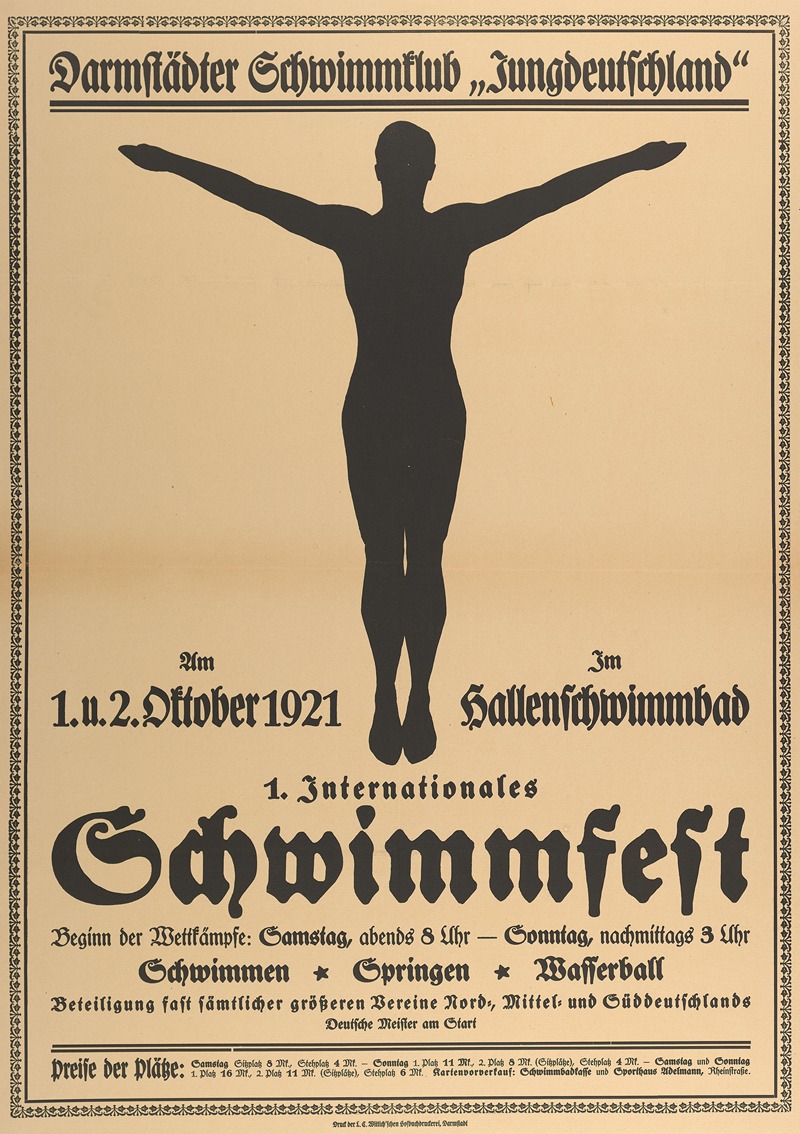 Internationales Schwimmfest by Аноним, 1921 — digital art print download