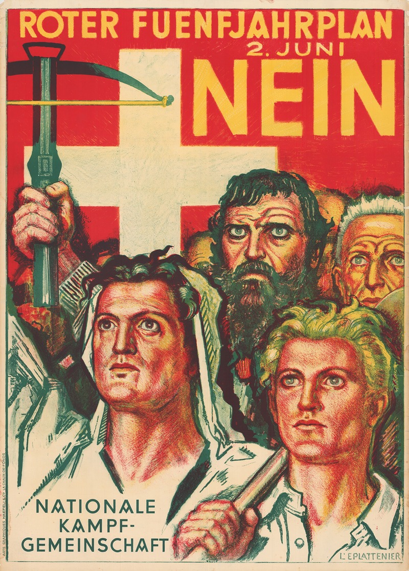 Roter Fuenfjahrplan – Nein by Charles l'Eplattenier, 1935 — digital art print download