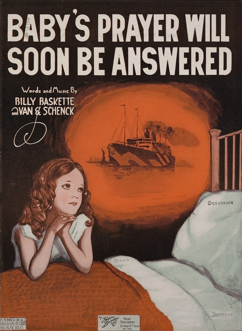Baby's Prayer Will Soon Be Answered by Albert Wilfred Barbelle, 1918 — digital art print download