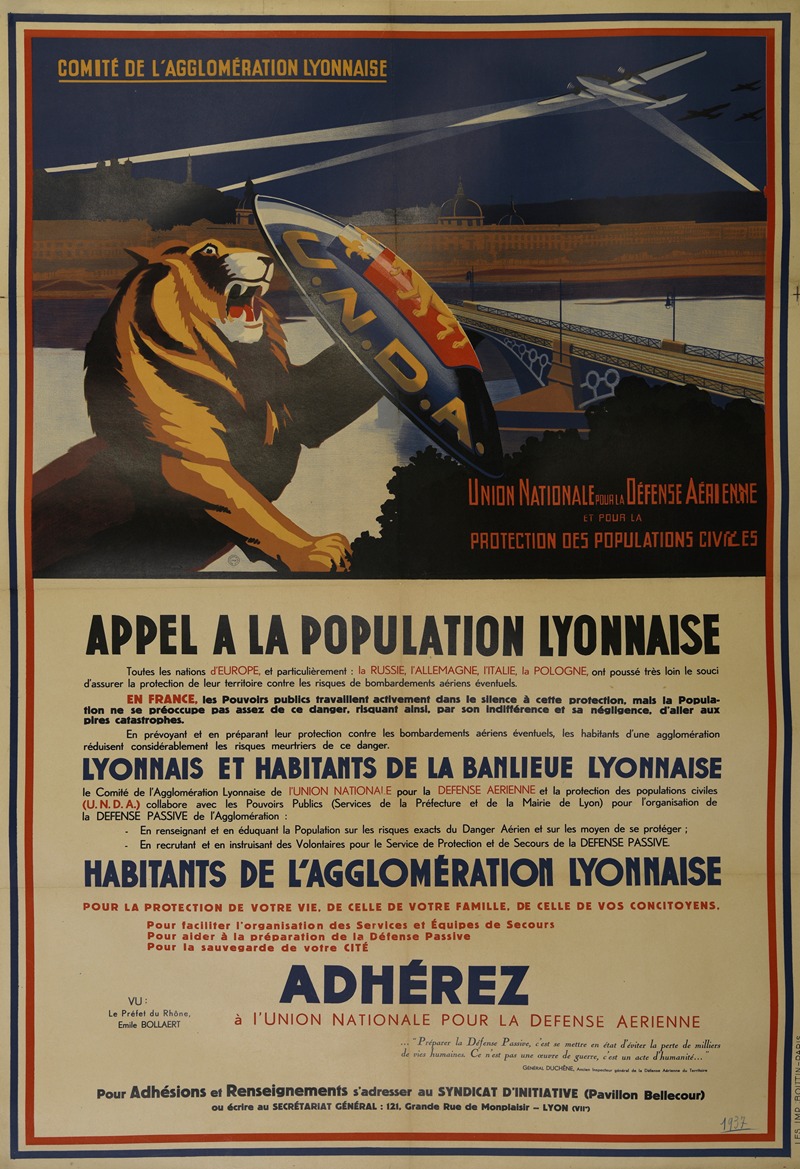Appel à la population lyonnaise by Аноним, 1937 — digital art print download