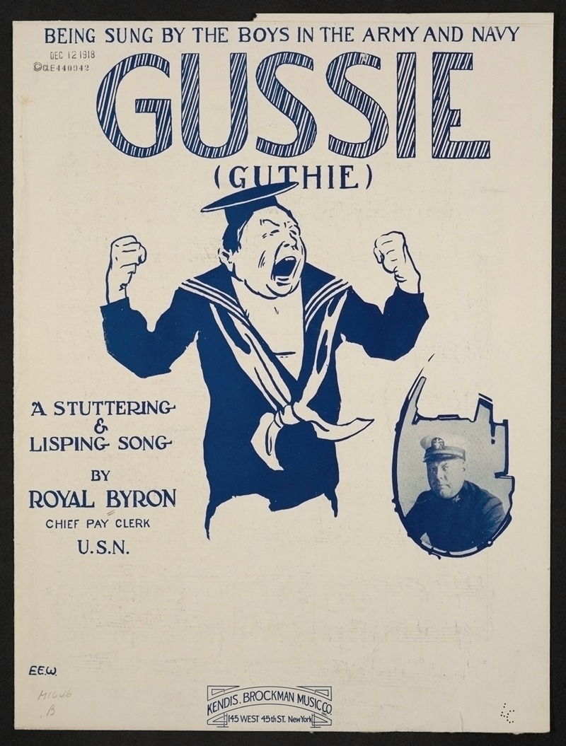 Gussie (guthie) A stuttering & lisping song by Аноним, 1918 — digital art print download
