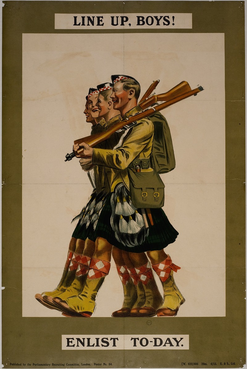 Line up, boys ! by Аноним, 1915 — digital art print download