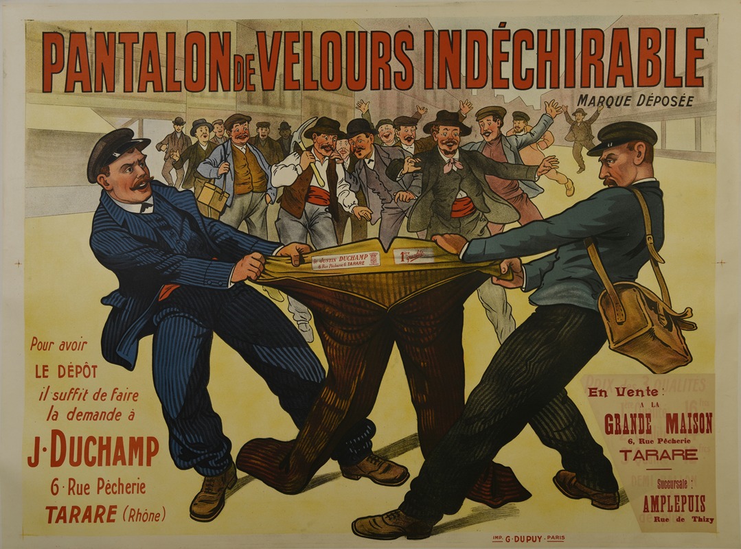 Pantalon de velours indéchirable by Anonymous, 1900 — digital art print download