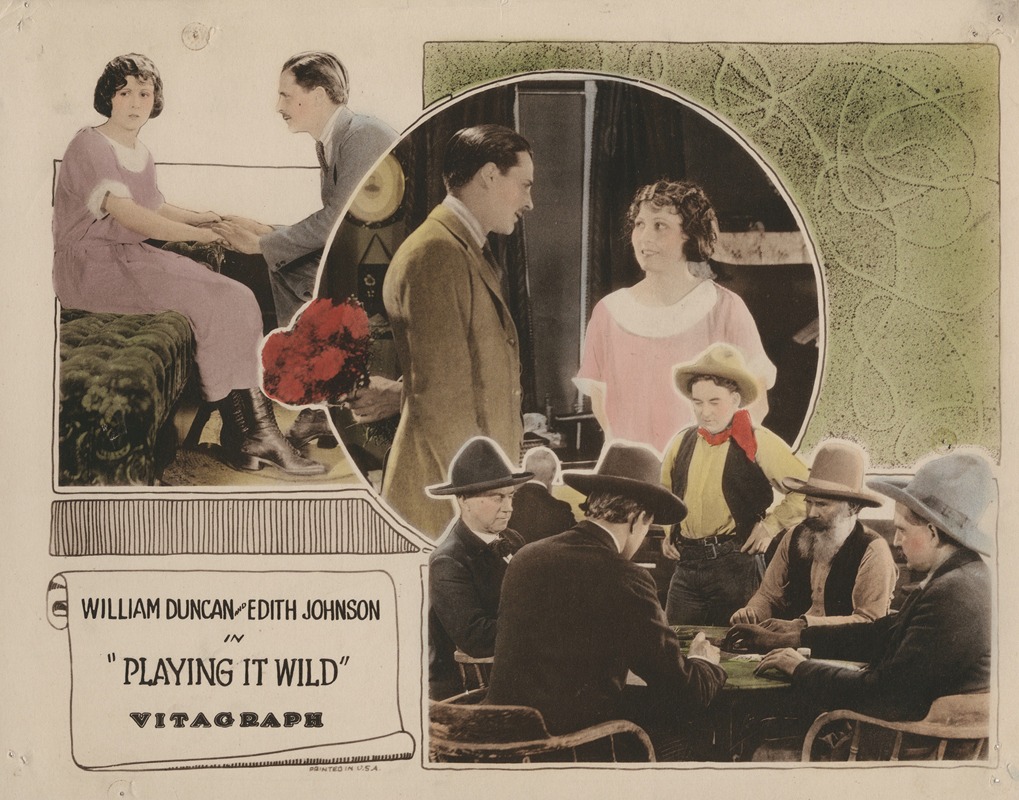William Duncan and Edith Johnson in 'Playing it wild' by Аноним, 1923 — digital art print download