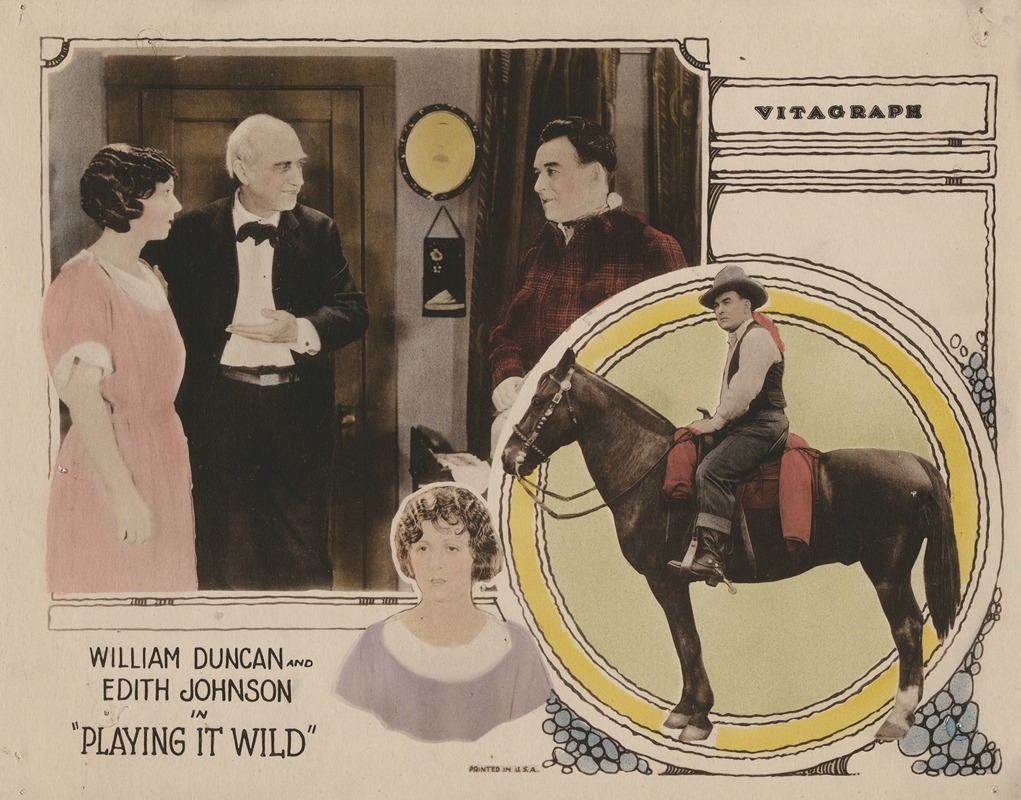 William Duncan and Edith Johnson in 'Playing it wild' by Аноним, 1923 — digital art print download