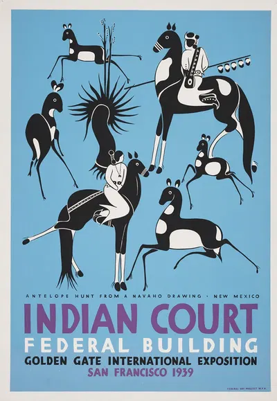 Antelope hunt from a Navaho drawing, New Mexico by Louis Siegriest, 1939 — digital art print download