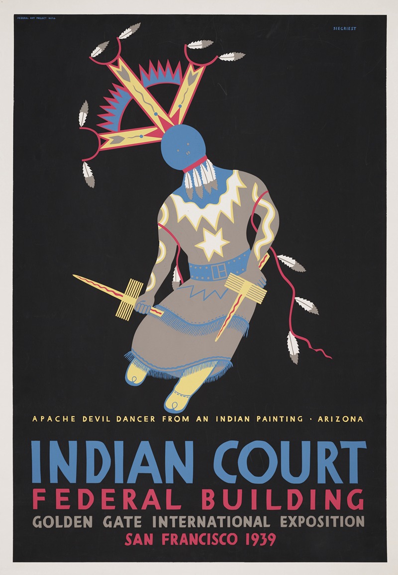 Apache devil dancer from an Indian painting, Arizona by Louis Siegriest, 1939 — digital art print download