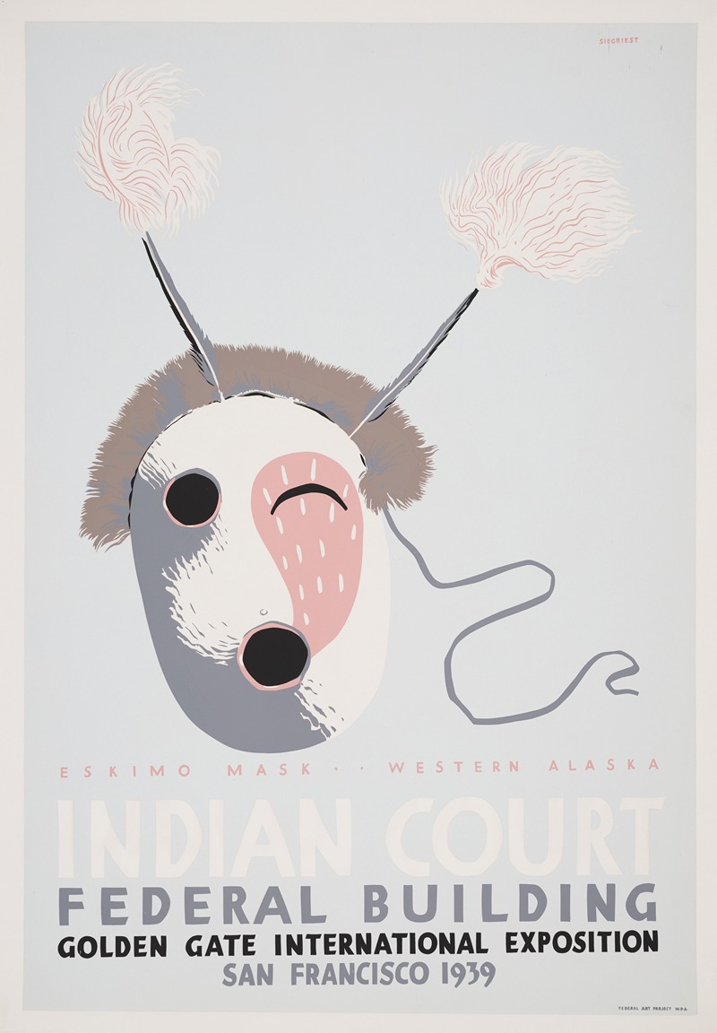Eskimo mask, western Alaska by Louis Siegriest, 1939 — digital art print download
